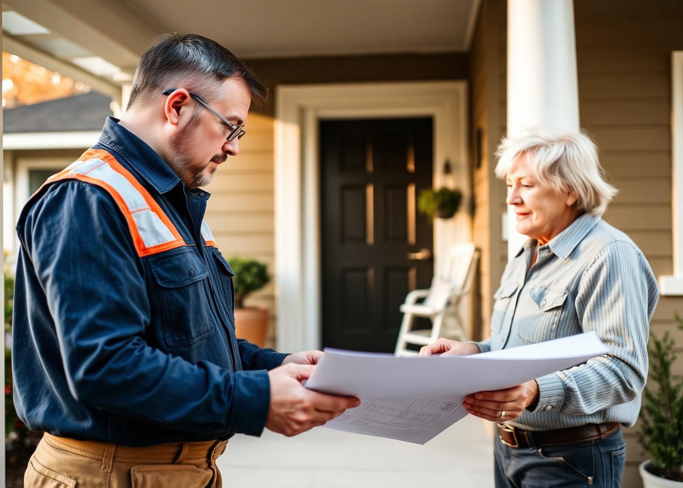 Divine Quality Builds reviewing a project with a homeowner