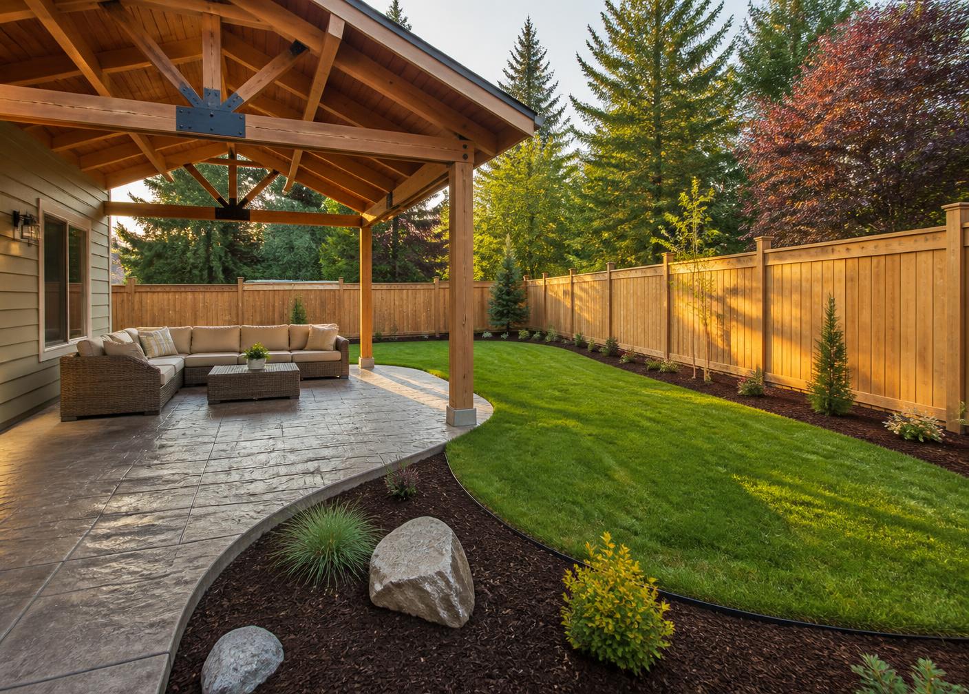 Covered Patio & Stamped Concrete in Richland, WA